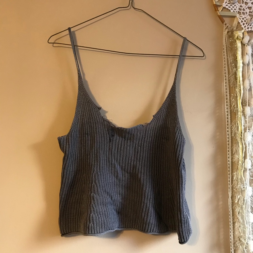 Urban outfitters distressed grey sweater crop top